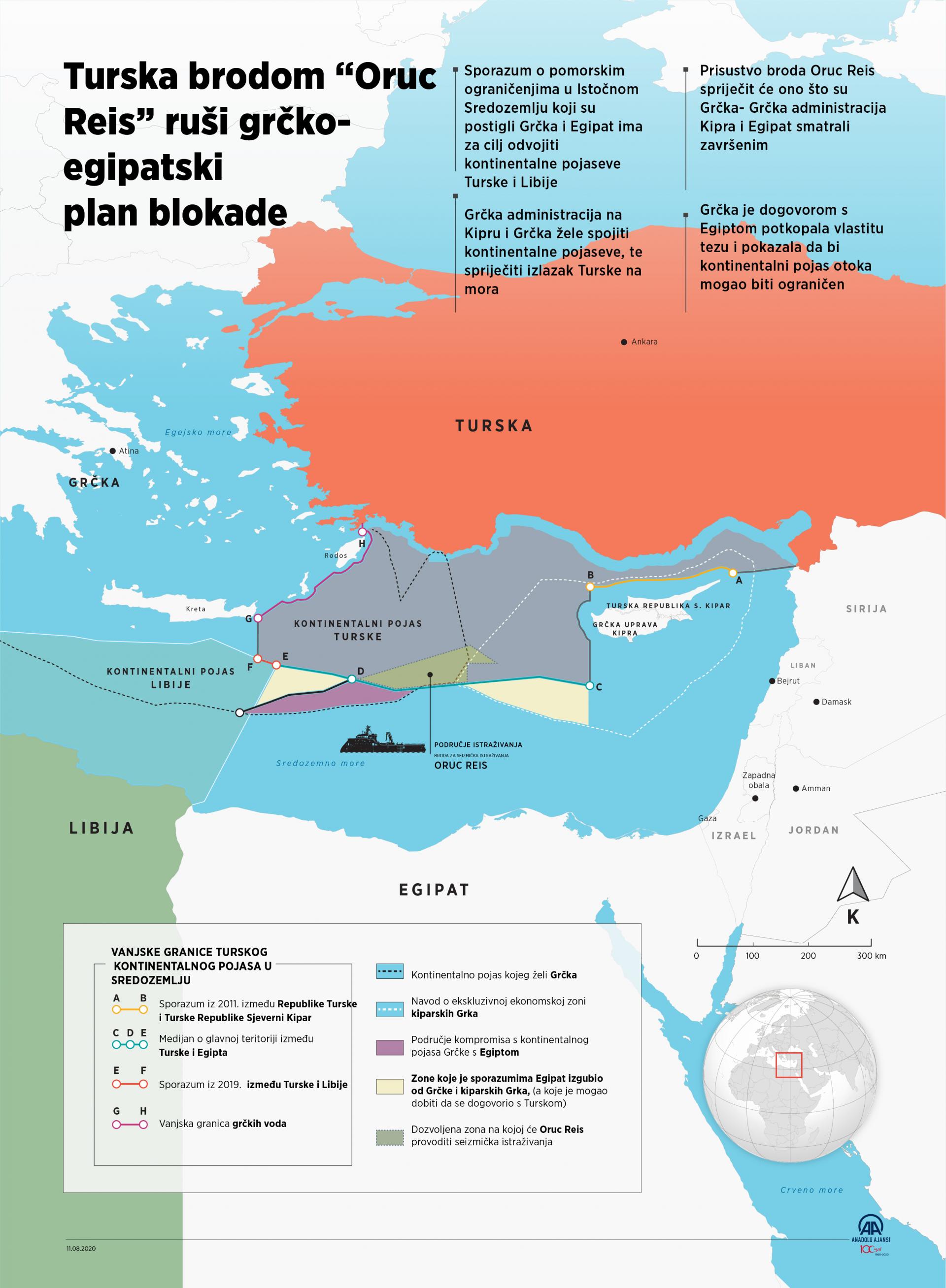 INFOGRAFIKA - Turska brodom ”Oruc Reis” ruši grčko-egipatski plan blokade