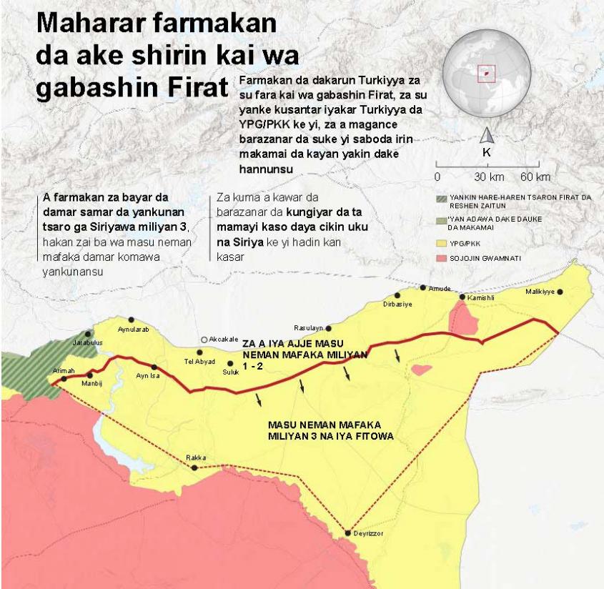 Wuraren da Turkiyya ta hara a farmakan da take shirin kai wa gabashin tafkin Firat