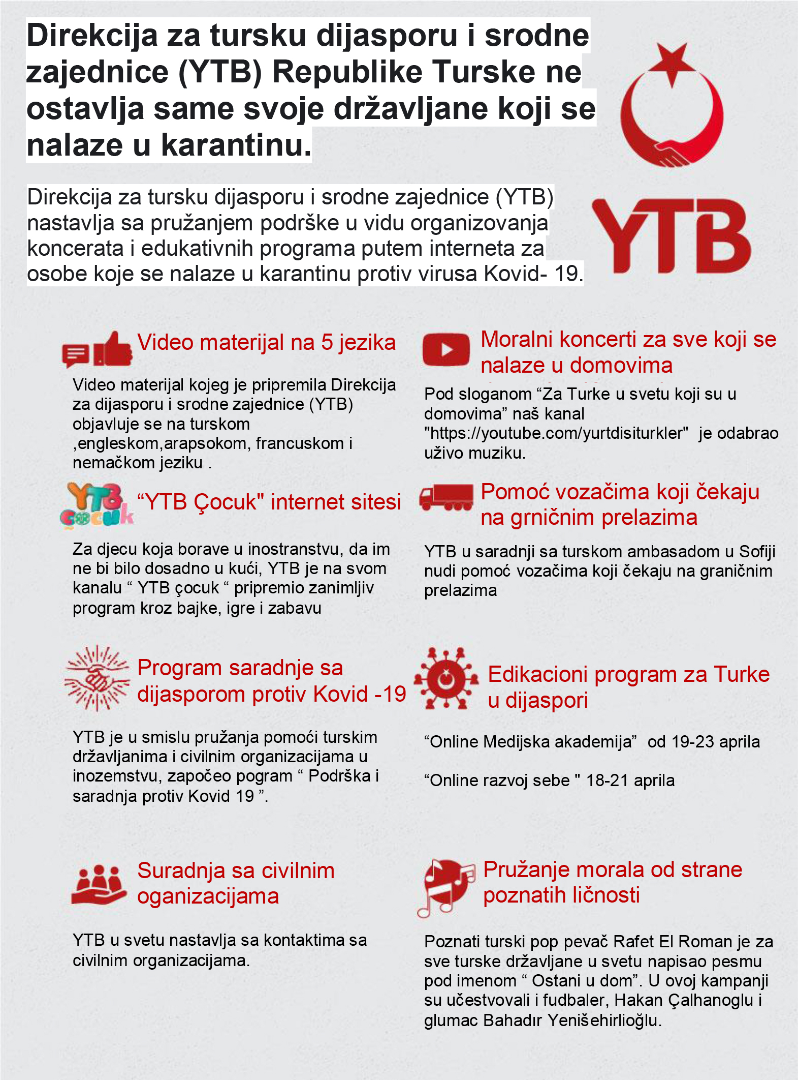 Direkcija za Turke u inostranstvu i srodne zajednice (YTB) ne ostavlja svoje državljane same