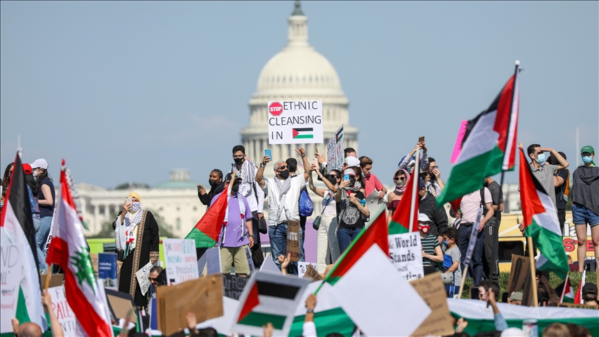 امریکہ: فلسطین کے ساتھ اظہارِ یکجہتی کے لئے ہزاروں افراد کی شرکت سے احتجاجی مارچ