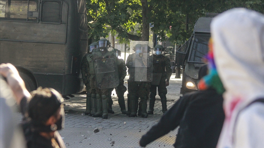 Policías picados por abejas en la protesta de los apicultores en Santiago de Chile