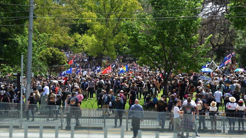 Protestas contra vacunas de nuevo coronavirus en Australia