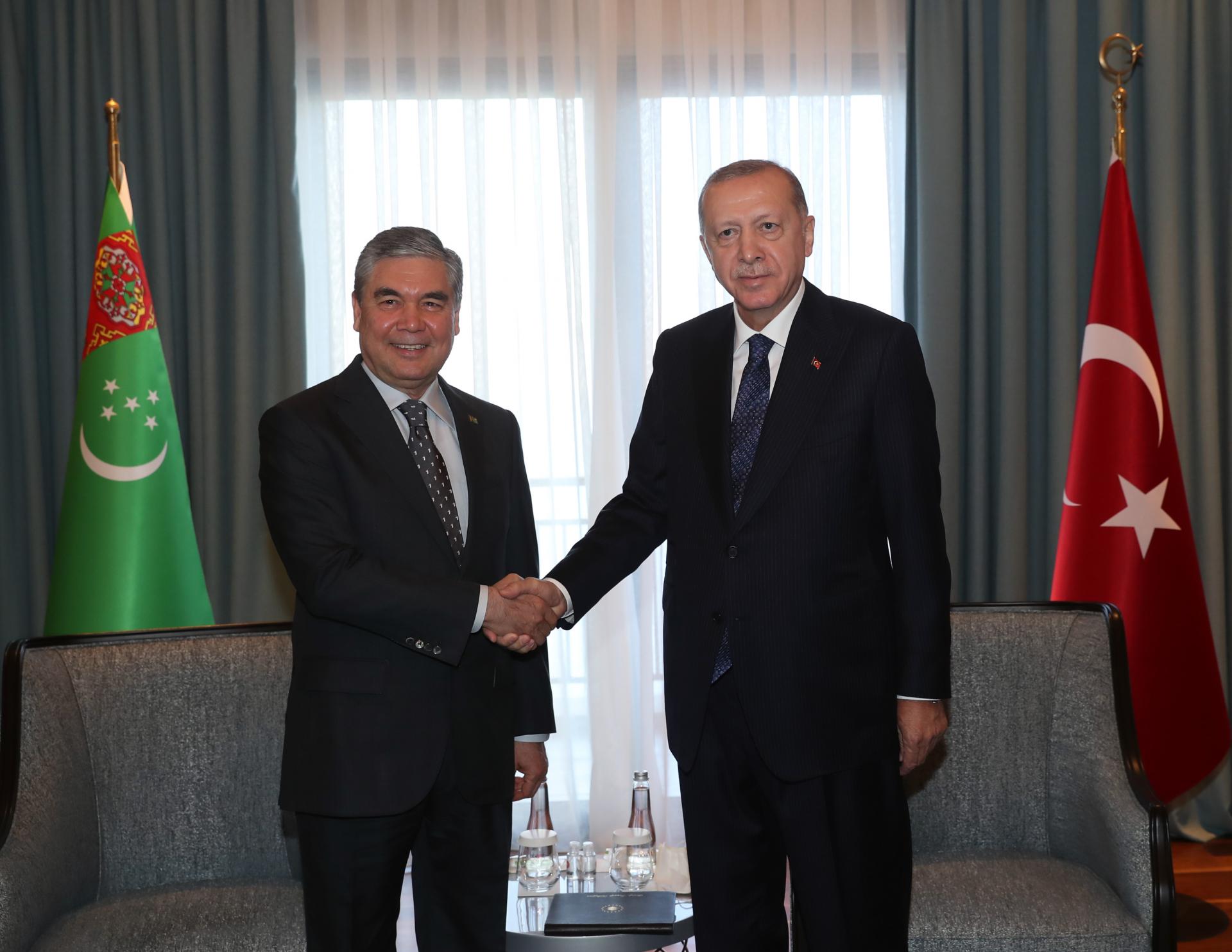 Prezident Erdogan, Türkmenistanyň Döwlet Ýolbaşçysy Gurbanguly Berdimuhamedow Bilen Duşuşdy