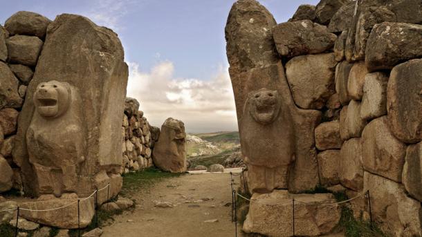 O Portão Do Leão No Sudoeste De Hattusa é Uma Cidade Antiga Localizada  Perto De Bogazale Moderno Na Província Do Coro De Turkeyrsq Foto de Stock -  Imagem de escultura, antigo: 255079008