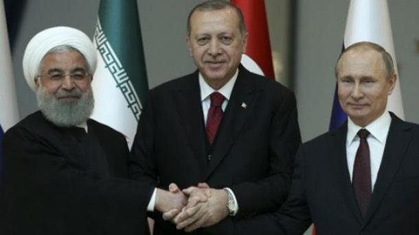 Gemeinsame Pressekonferenz von Erdogan, Putin und Rohani