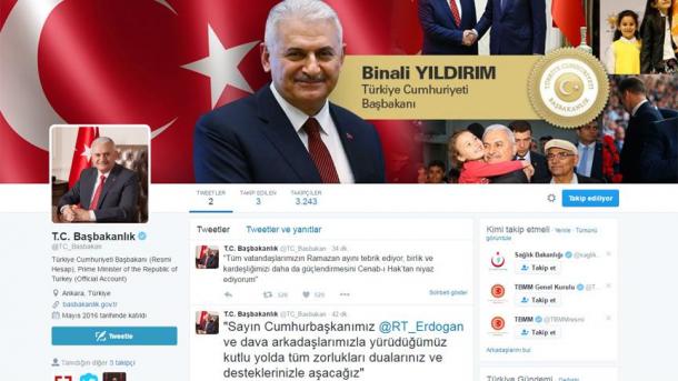Llogaritë zyrtare të medias sociale të kryeministrit Yildirim