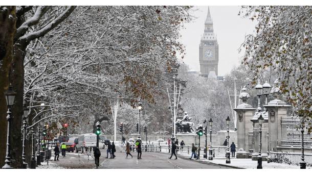 Britain’s heaviest snowfall since 2013 led to flight suspensions and road closures