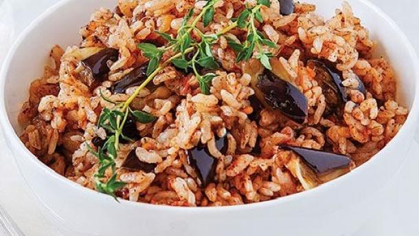 طرز تهیه پلو با بادمجان