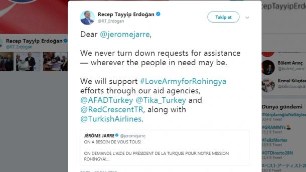 Erdogan na društvenim mrežama podržao kampanju #LoveArmyforRohingya