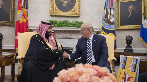 ترامپ سەئۇدى ئەرەبىستان شاھزادىسى بىلەن كۆرۈشكەندە مۇنداق قىلدى