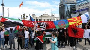 Протест во Скопје за поддршка на Палестина и палестинскиот народ и осуда на израелските напади врз Газа