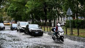 Alluvione a causa delle forti piogge a Milano, in Italia