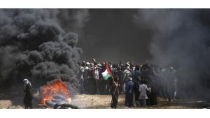 Intervención de los soldados israelíes en protesta de palestinos