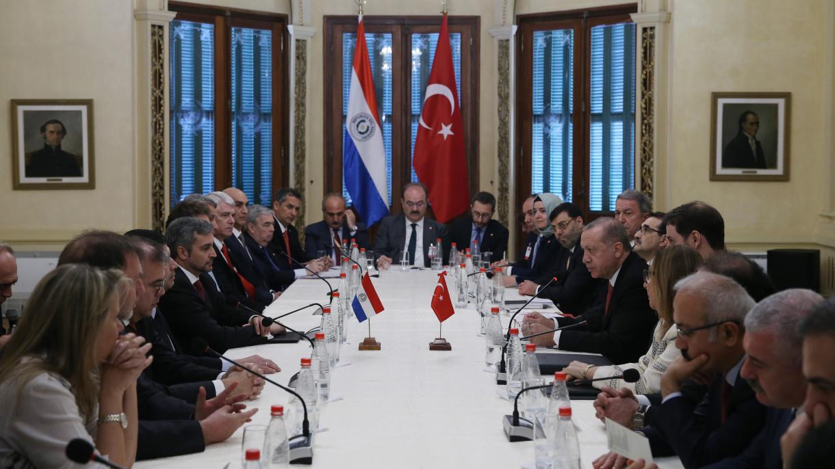 ترکی اورپیراگوئےکےدرمیان سفارتی تعلقات میں اضافہ کرنےپرصدرایردوان اورصدرابدوبینیٹس کےدرمیان مطابقت
