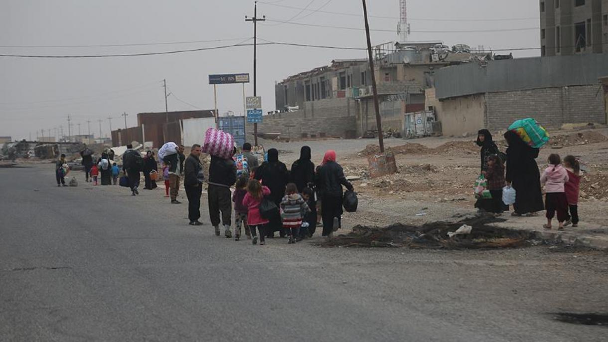 Mosul şǝhǝrindǝn köç edǝnlǝrin sayı79 min nǝfǝrǝ çatıb