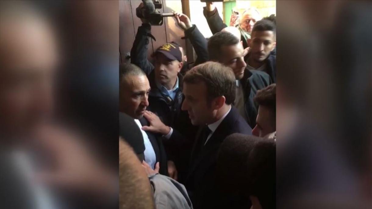 فىرانسىيە پىرېزىدېنتى ماكرون ئىسرائىلىيە ساقچىسى بىلەن جېدەللەشتى