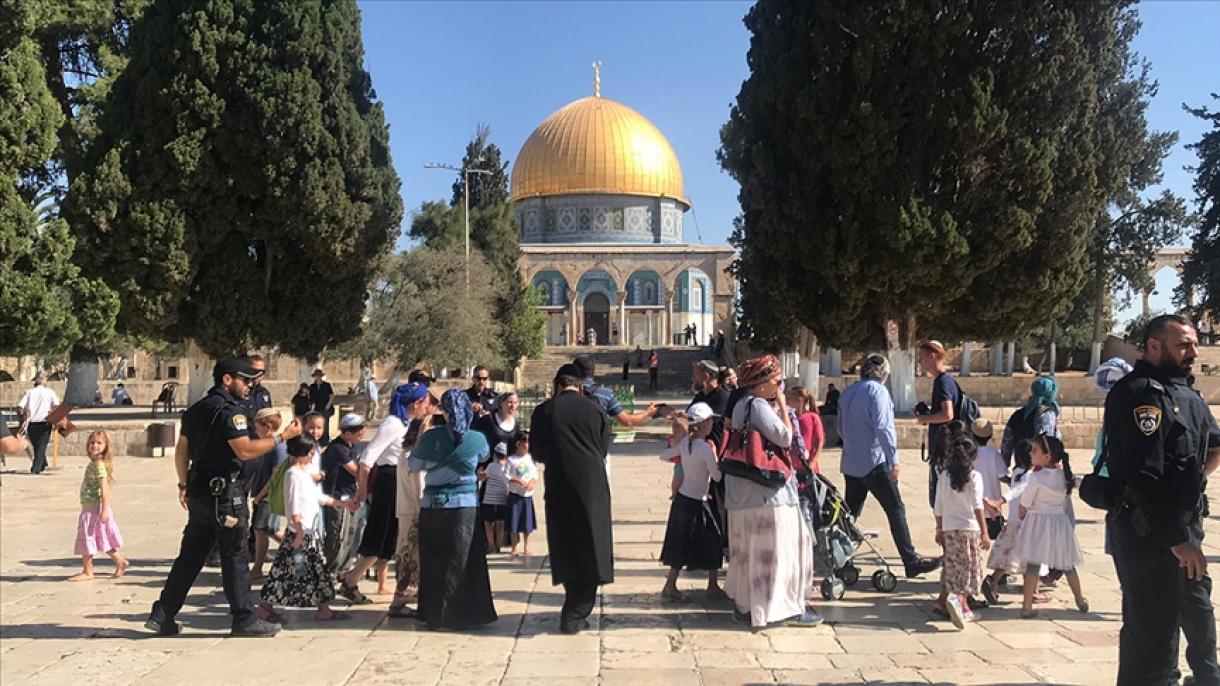 اسرائیلی پولیس کی ہمراہی میں درجنوں جنونی یہودی مقبوضہ مشرقی القدس میں واقع مسجد اقصیٰ میں داخل