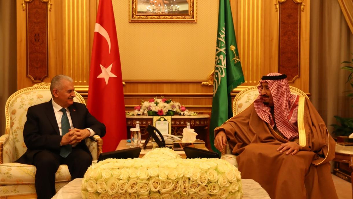 ترک وزیراعظم کی ریاض میں سعودی فرماں روا سے ملاقات،اہم امور پر تبادلہ خیال