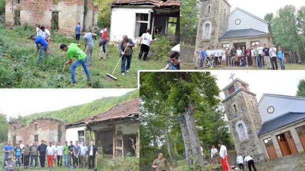 Gjilan - Besimtarë të dy feve pastrojnë bashkë kishën e xhaminë