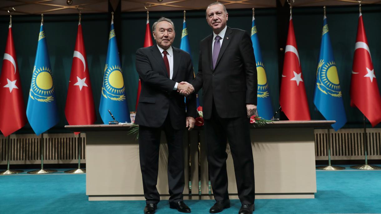 Prezident Erdogan we Nursoltan Nazarbaýew metbugat ýygnagyny geçirdiler