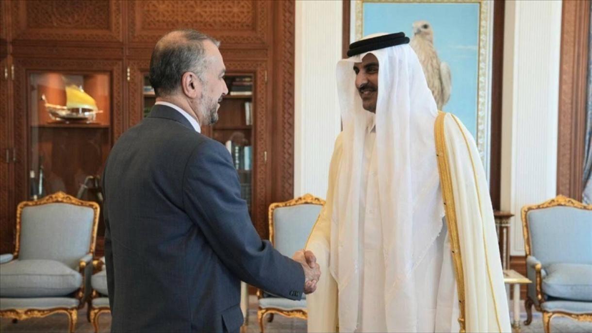 دیدار وزیر امور خارجه ایران با امیر قطر در دوحه