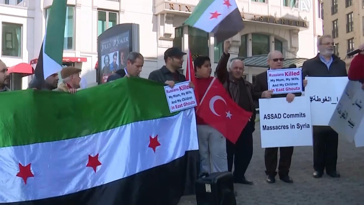 シリア協会プラットフォーム、イスタンブールでシリア政権の東グータ攻撃に抗議