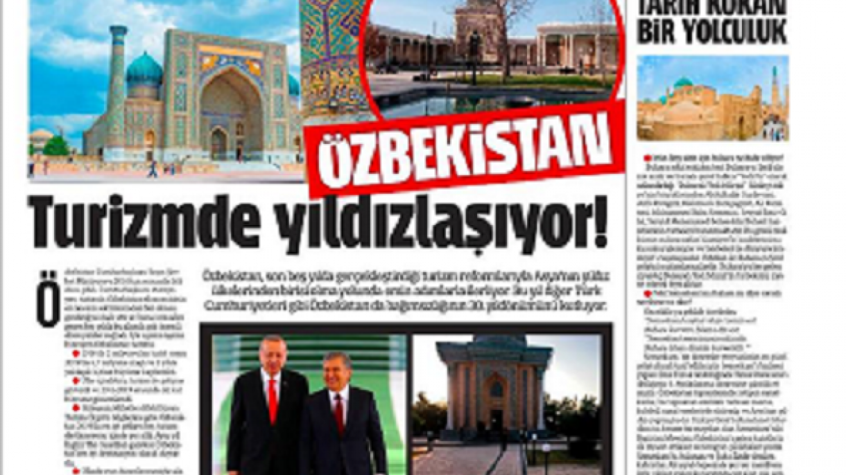 Turkiya matbuotida “O‘zbekiston turizm yulduziga aylanib bormoqda” sarlavhali maqola chop etildi