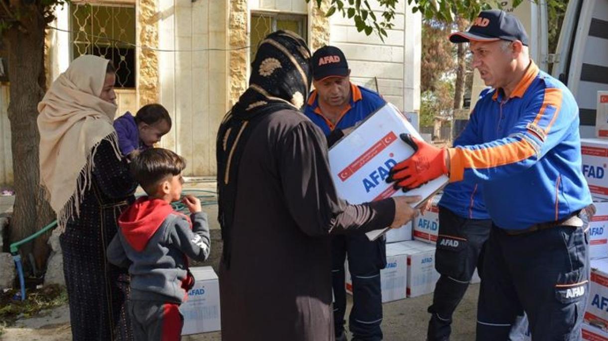 توزیع کمک های انسانی در شمال سوریه پس از اتمام عملیات چشمه صلح