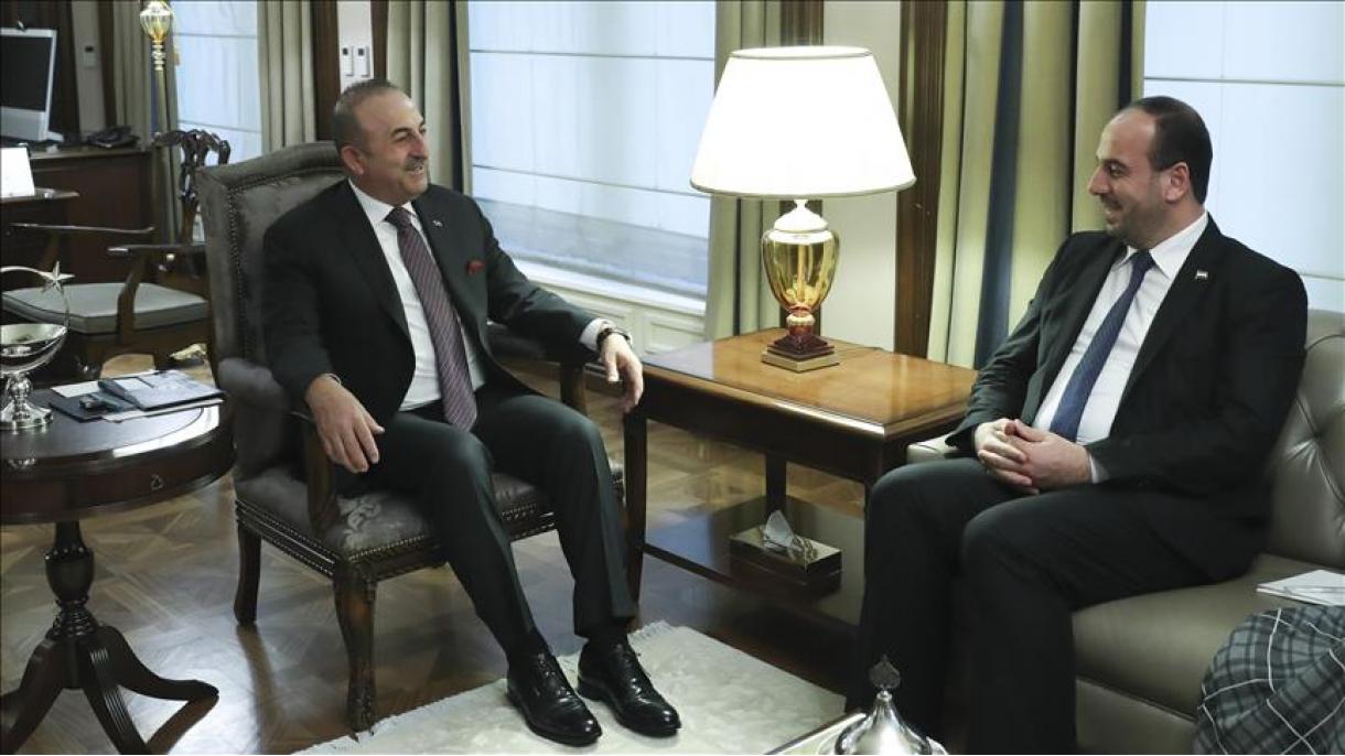 دیدار چاووش اوغلو با رئیس هیات مذاکره کننده مخالفان سوری