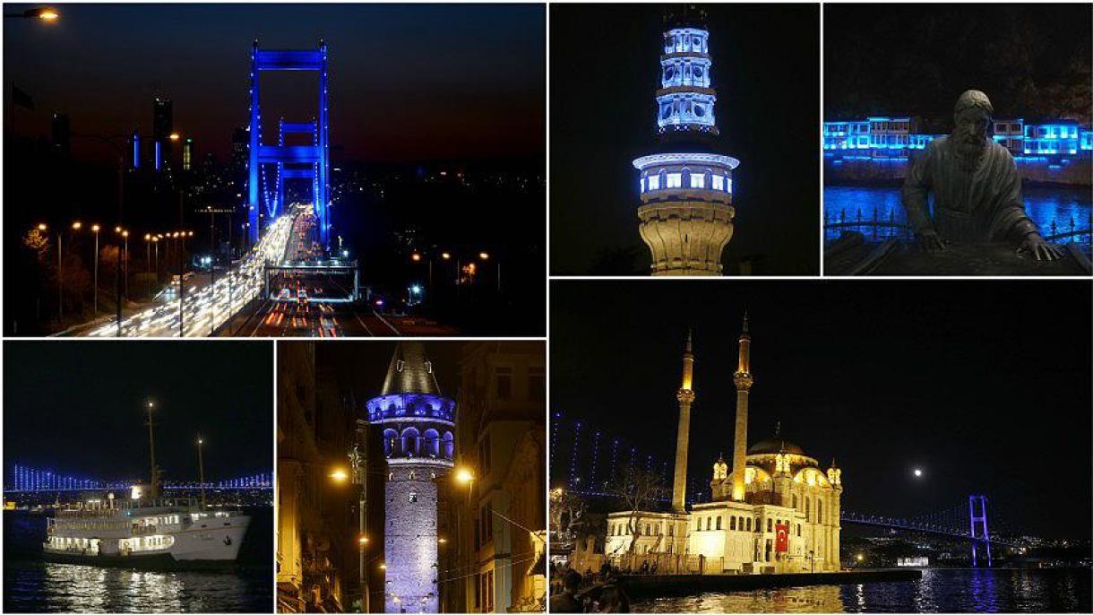 Türkiyə 2 Aprel günü münasibətiylə mavi rəngə büründü