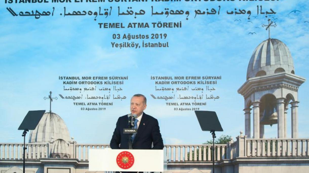 Erdoğan elnök kijelentette, hogy az új szír ortodox templom gazdagítani fogja Isztambult