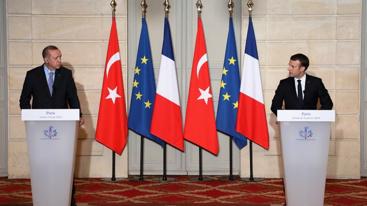 نشست مطبوعاتی مشترک اردوغان و ماکرون در فرانسه