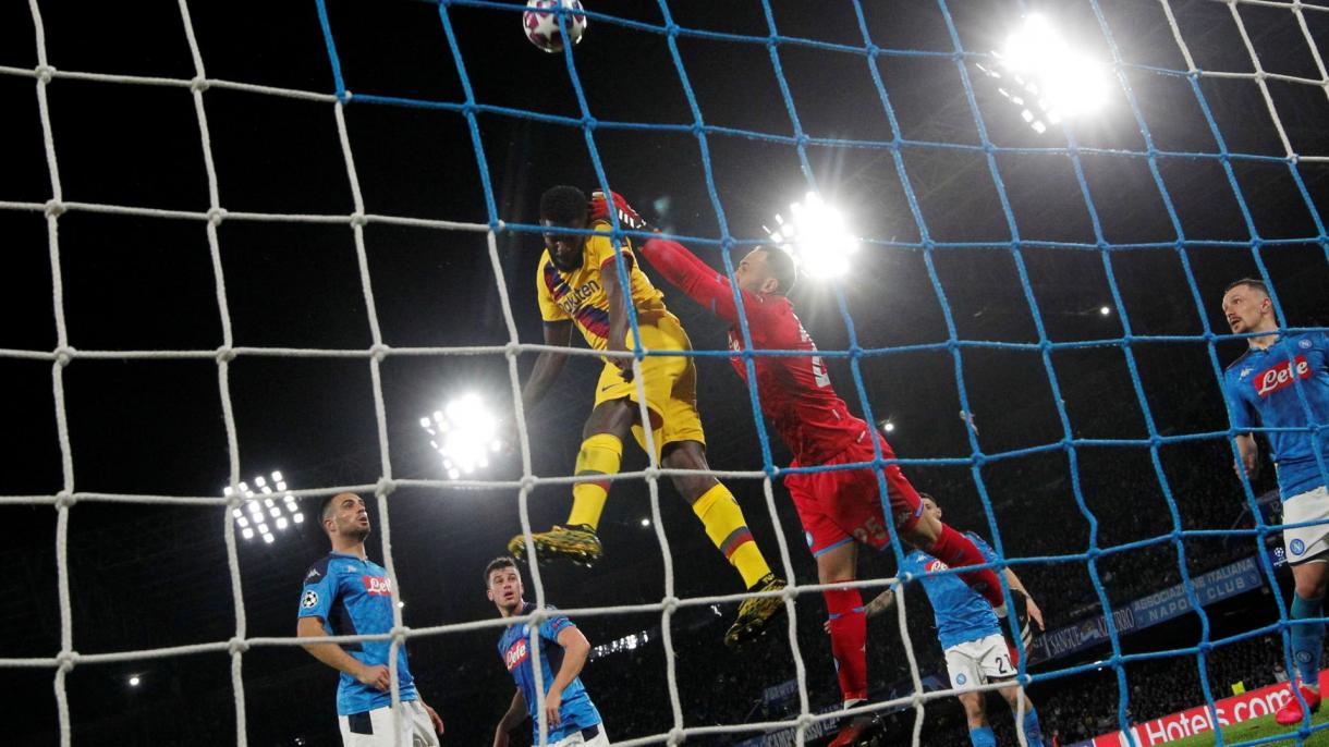 O Barcelona empatou em 1 a 1 com o Nápoles na primeira mão dos oitavos de final da Liga dos Campeões