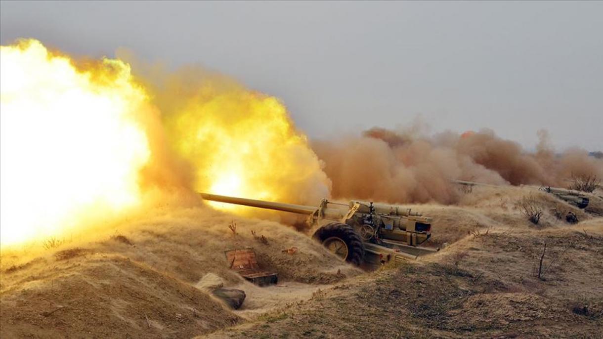阿塞拜疆部队击毁亚美尼亚坦克和大炮