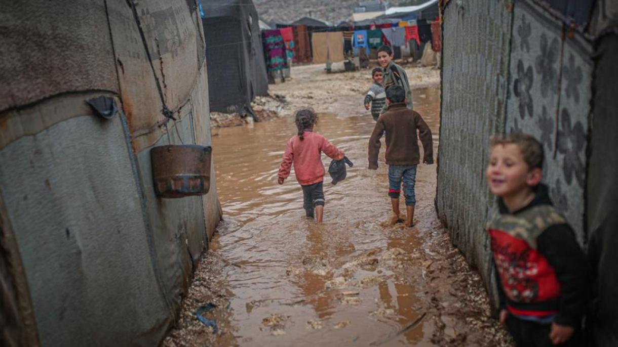Algunos campamentos inundados en Idlib