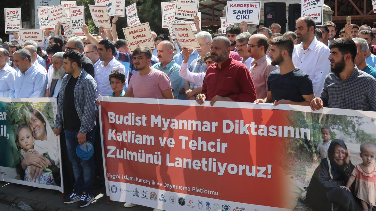 土耳其多地示威声援若开邦穆斯林