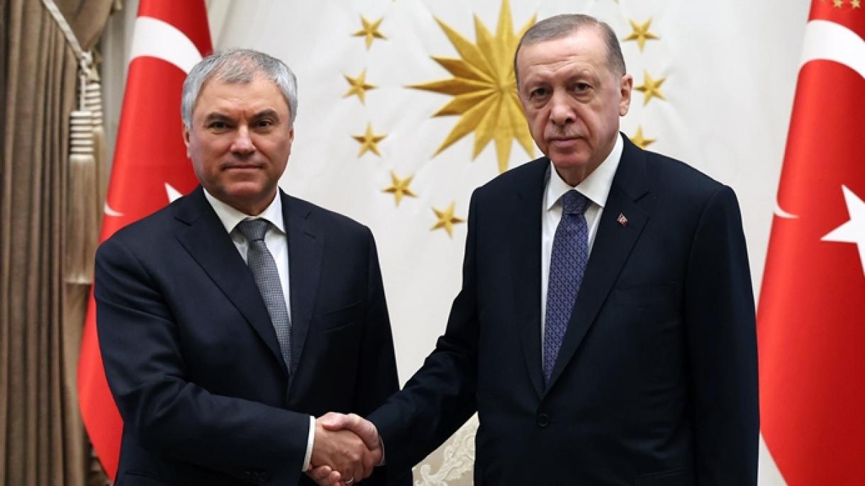 دیدار رئیس جمهور ترکیه با رئیس دومای ایالتی مجلس فدرال روسیه