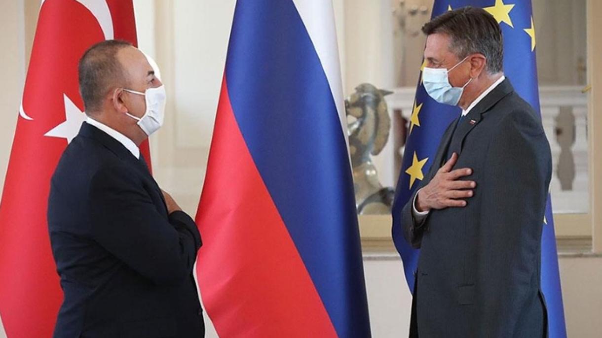 Çavuşoğlunı Sloveniya İlbaşı qabul itte