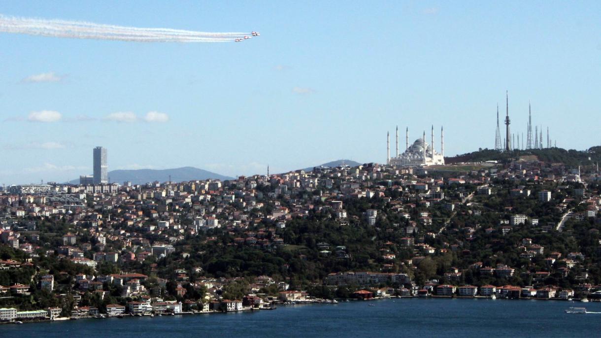 土耳其之星在博斯普鲁斯海峡进行精彩飞行表演