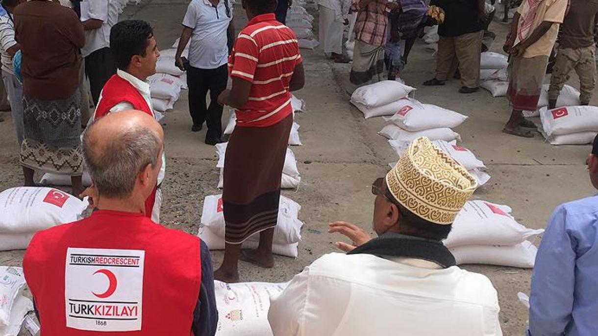 قىزىلئاي جەمئىيىتى يەمەندە ياردەم تارقاتتى