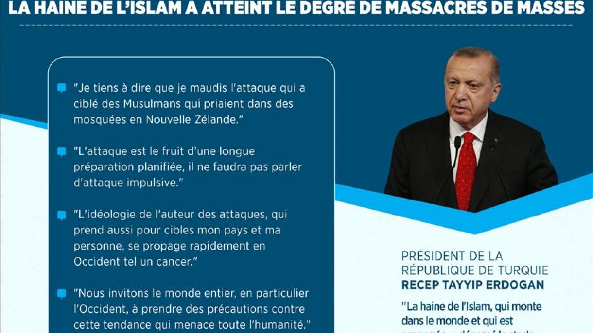 Erdogan: "L'idéologie de l'auteur des attaques se propage rapidement en Occident tel un cancer"