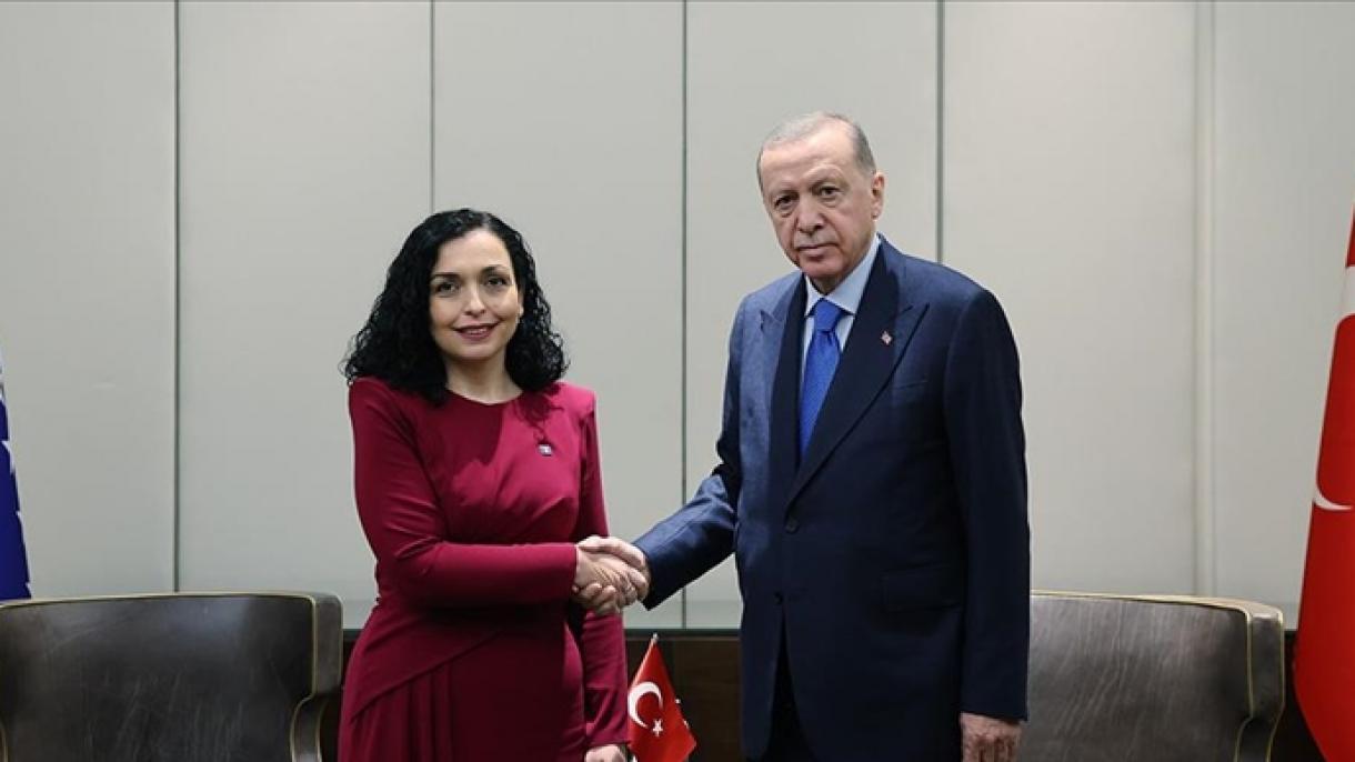 دیدار اردوغان با رئیس جمهور کوساوا در حاشیه مجمع بین‌المللی تی‌آرتی وورلد 2023