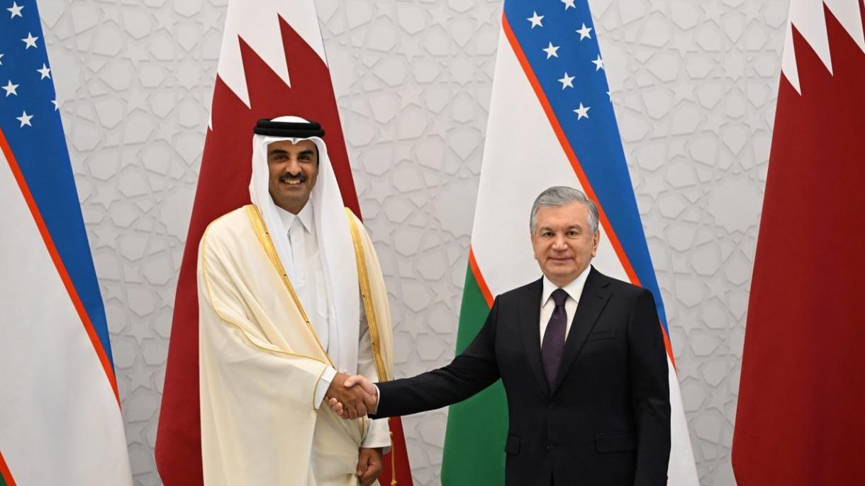 Katar Özbekistan Mirziyayev Şeyh Tamim 1.jpg