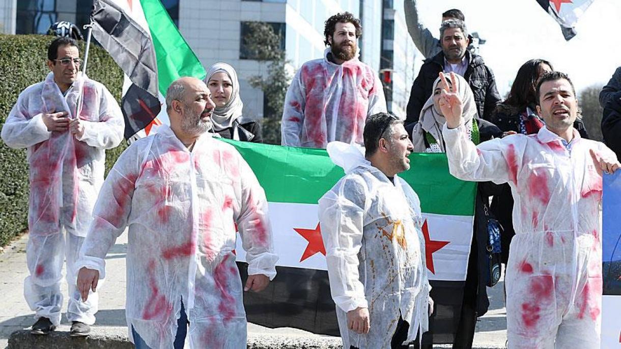 Proteste împotriva regimului sirian, Rusiei și Iranului la Bruxelles