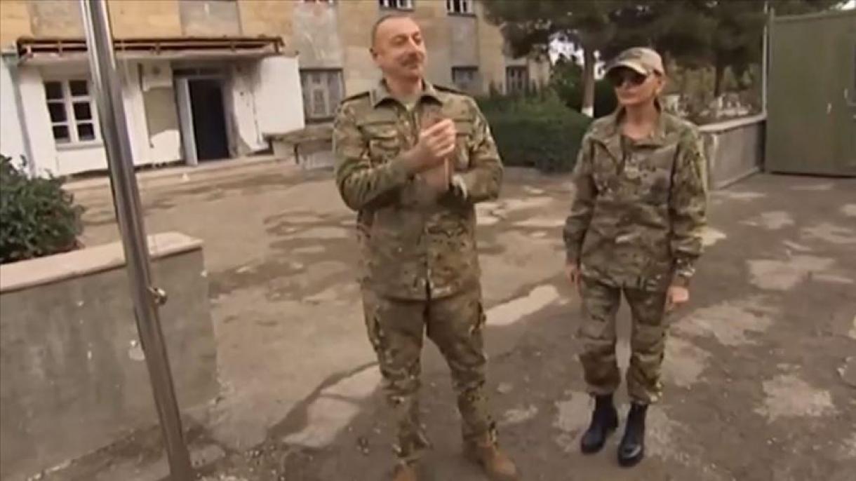 ilham eliyéw ishghaldin azad qilinghan ikki sheherni ékskursiye qildi