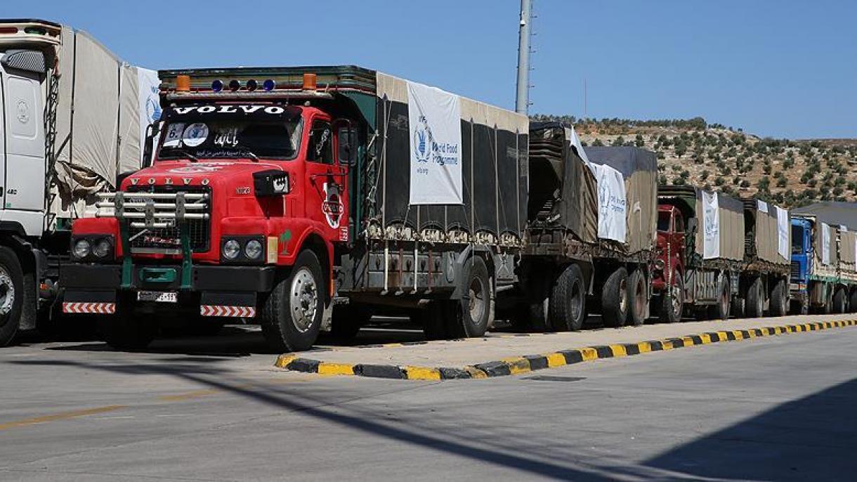 چهارده کامیون حامل کمک‌های سازمان ملل عازم ادلب در سوریه شدند