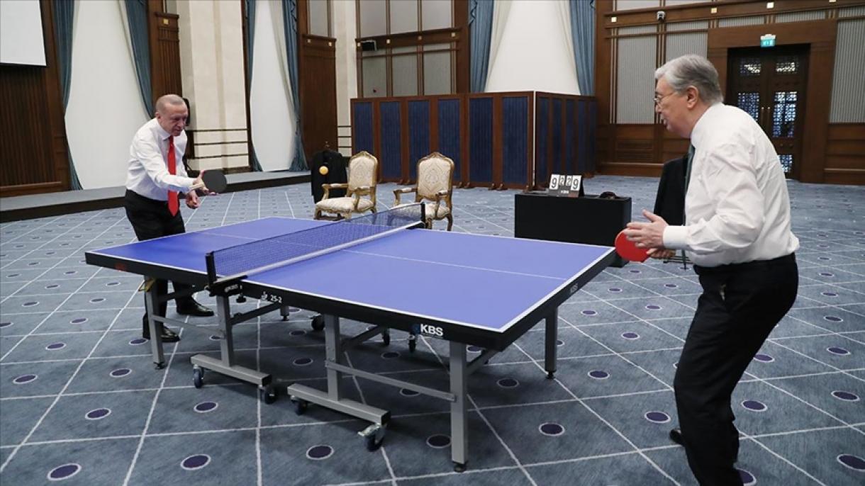 اردوغان و توکایف پینگ‌ پنگ بازی کردند
