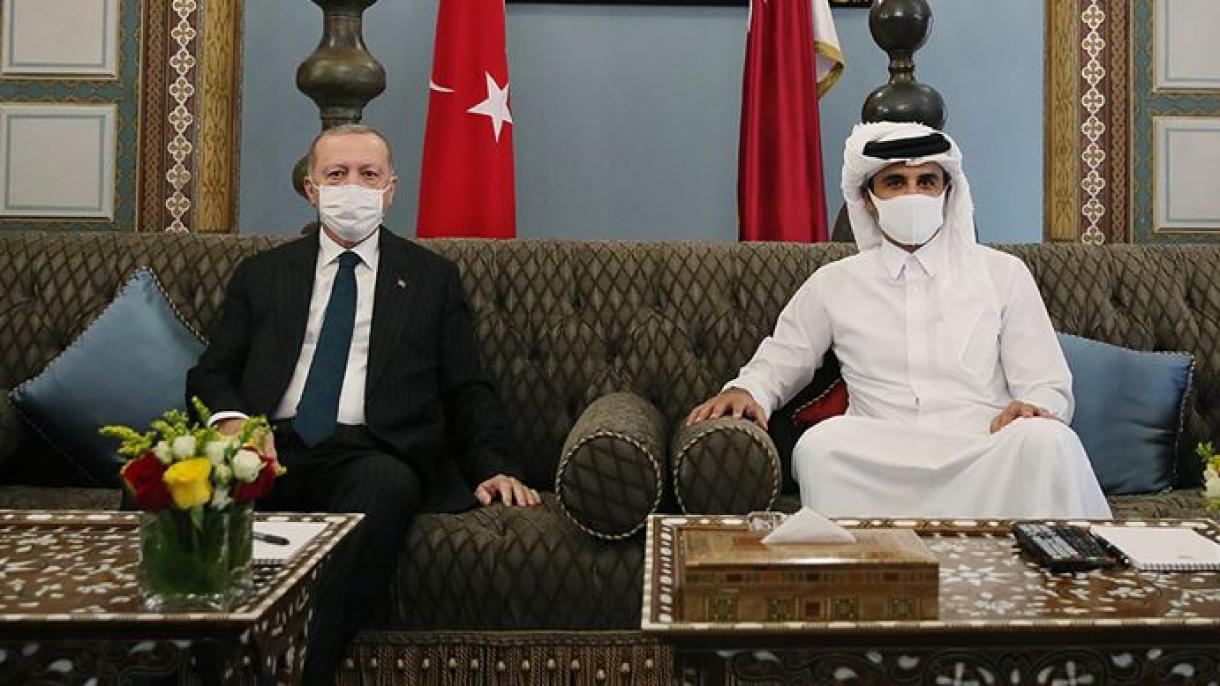 دیدار و گفتگوی اردوغان و امیر قطر در دوحه