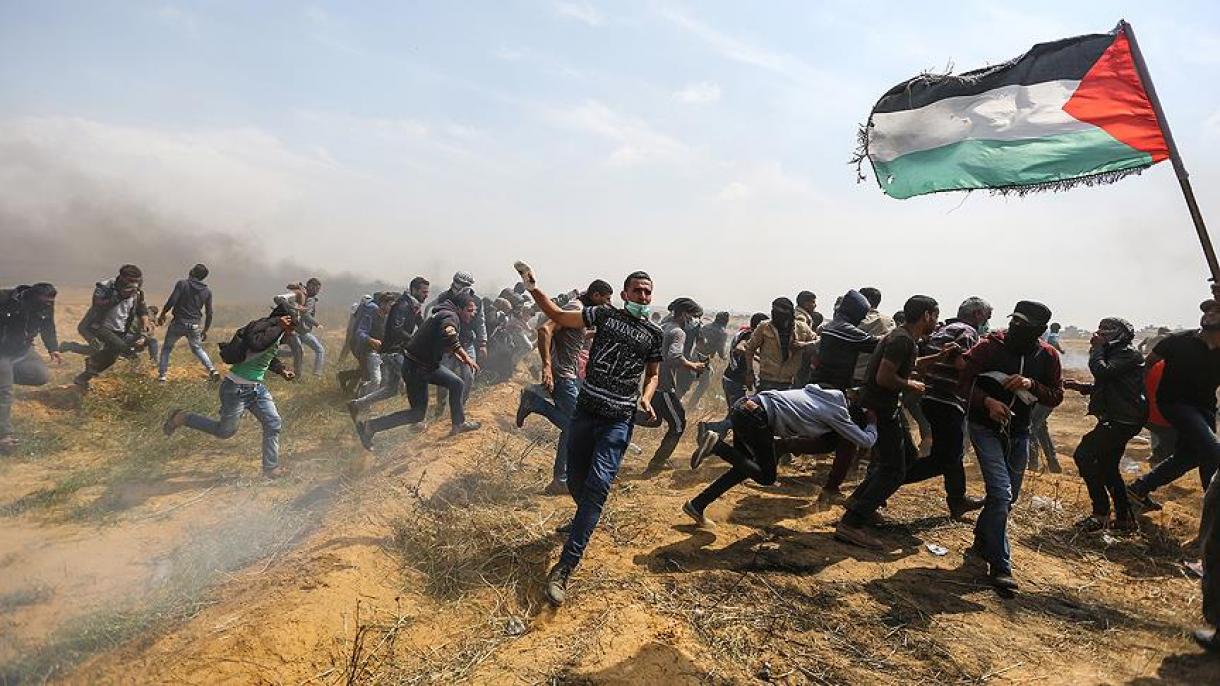 حمله سربازان اسرائیلی به تظاهرات کنندگان فلسطینی