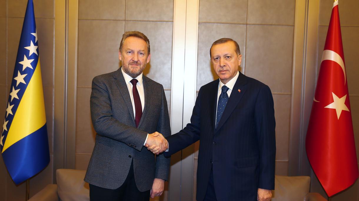 دیدار اردوغان با رئیس شورای ریاست جمهوری بوسنی هرزگوین و صدراعظم سابق آلما